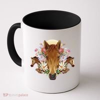 Floral Multi Horse Coffee Mug thumb 0
