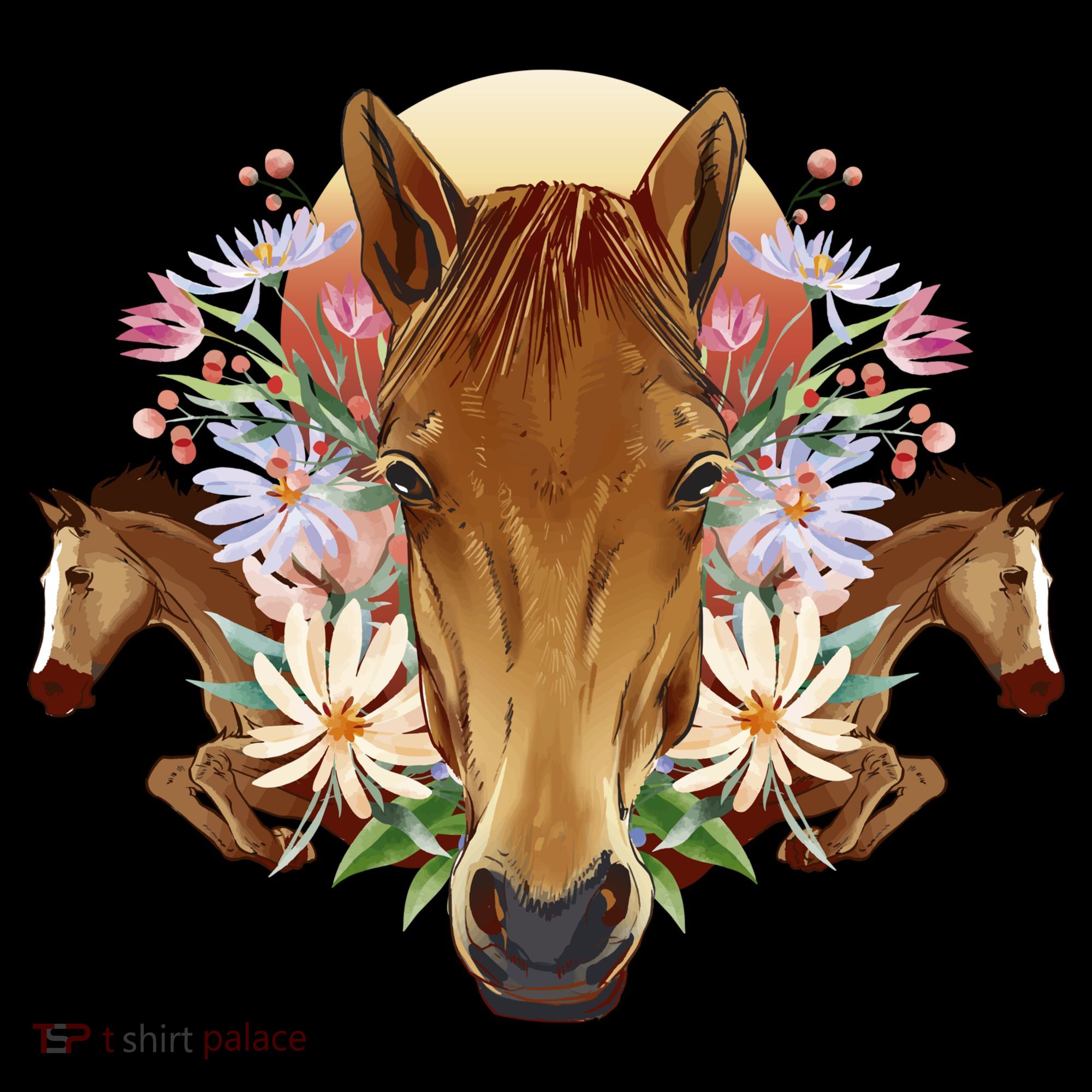 Floral Multi Horse Toddler Hoodie