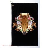Floral Multi Horse Golf Towel thumb 0