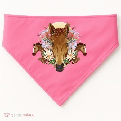Floral Multi Horse USA-Made Doggie Bandana