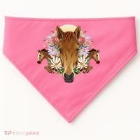 Floral Multi Horse USA-Made Doggie Bandana thumb 0