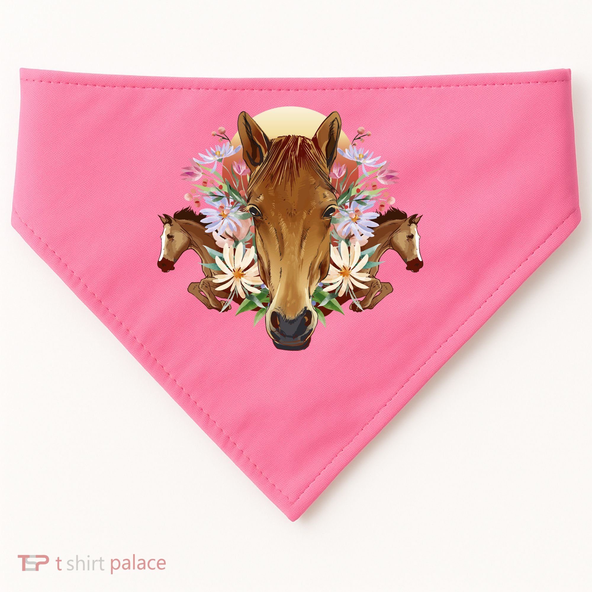Floral Multi Horse USA-Made Doggie Bandana