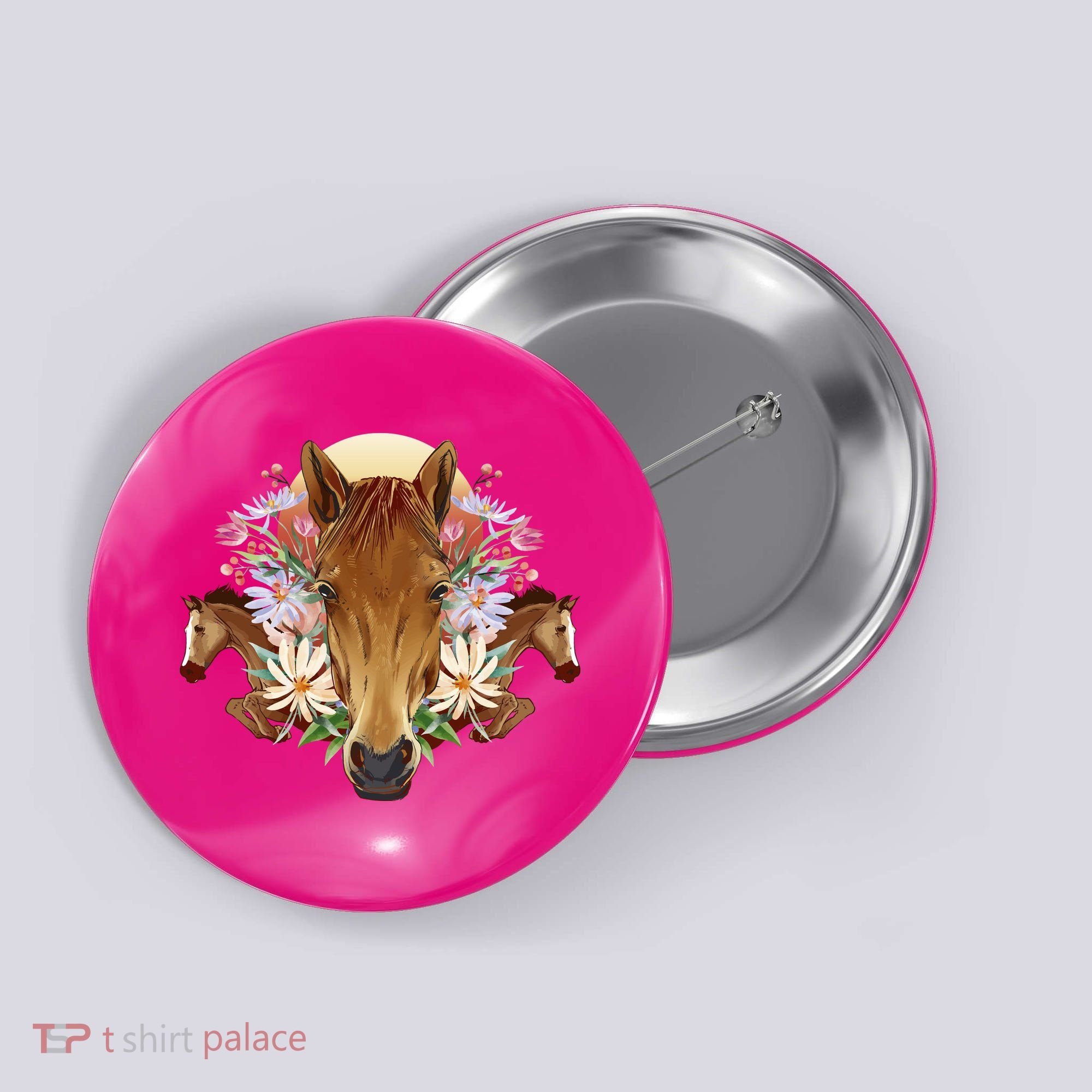 Floral Multi Horse Button