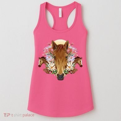 Floral Multi Horse Women's Tank Top