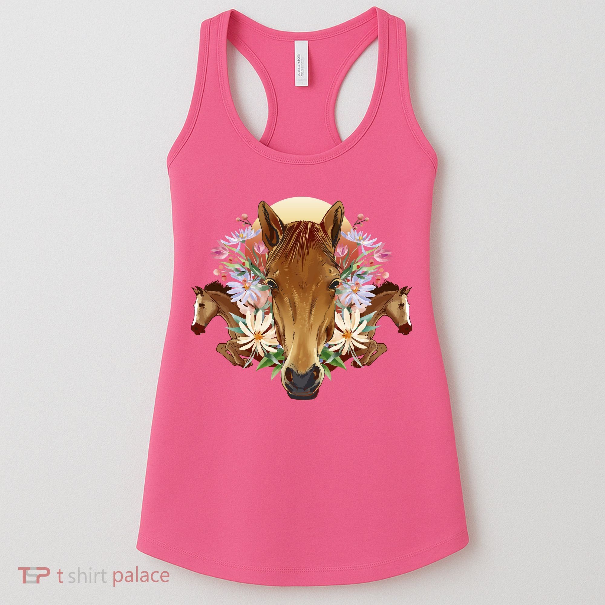 Floral Multi Horse Women's Tank Top
