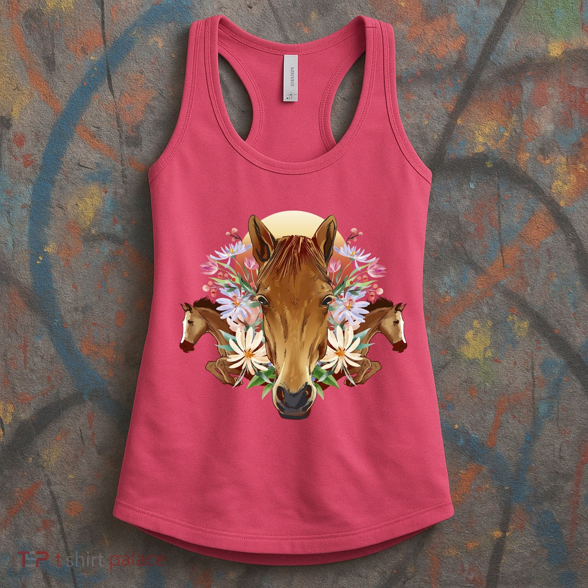 Floral Multi Horse Women's Tank Top