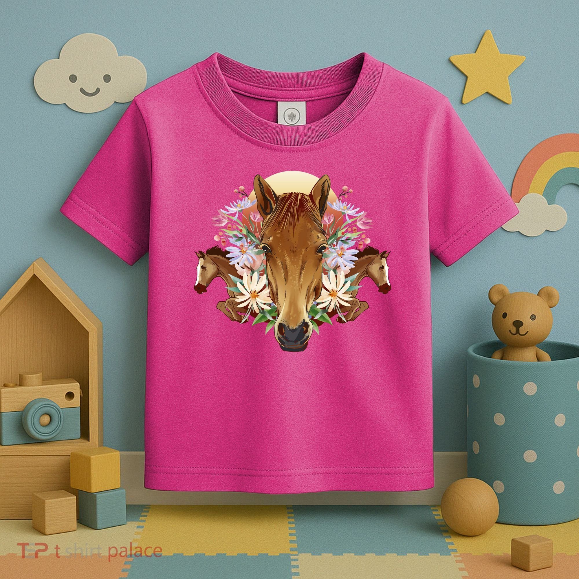 Floral Multi Horse Toddler T-Shirt