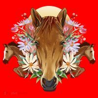 Floral Multi Horse Santa Hat thumb 1