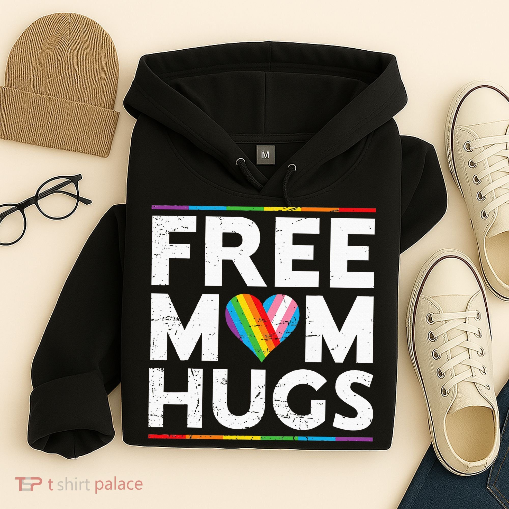Free Mom Hugs Lgbt Pride Parades Rainbow Hoodie