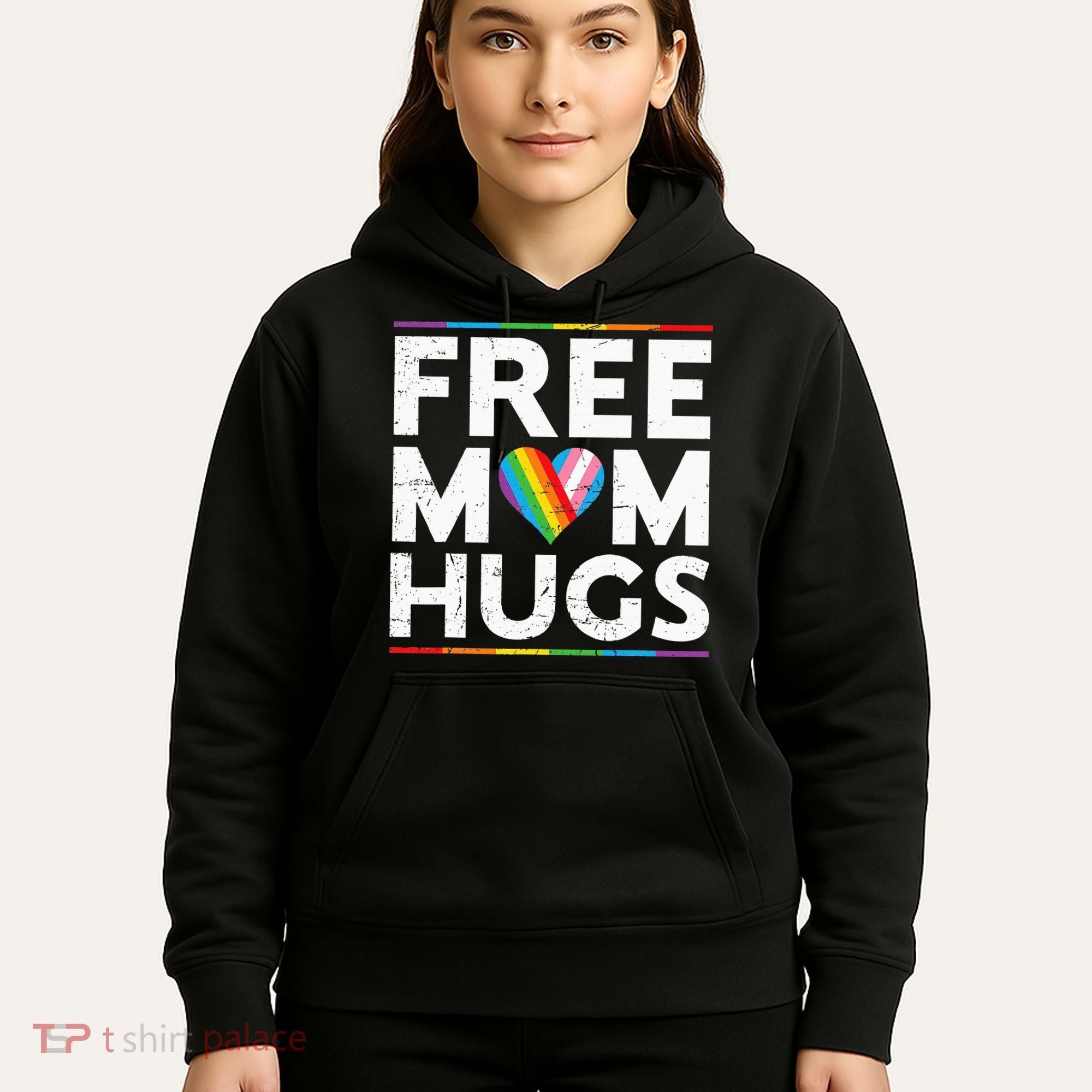 Free Mom Hugs Lgbt Pride Parades Rainbow Hoodie