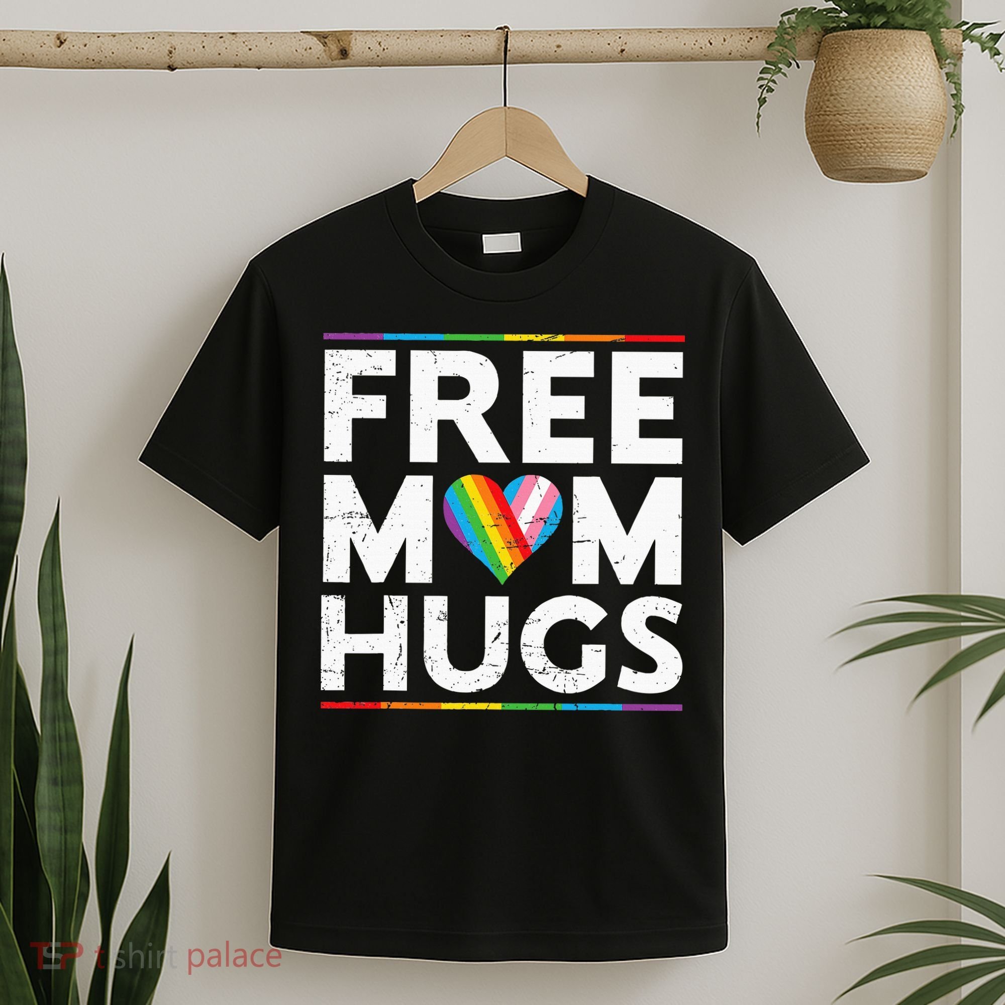 Free Mom Hugs Lgbt Pride Parades Rainbow T-Shirt