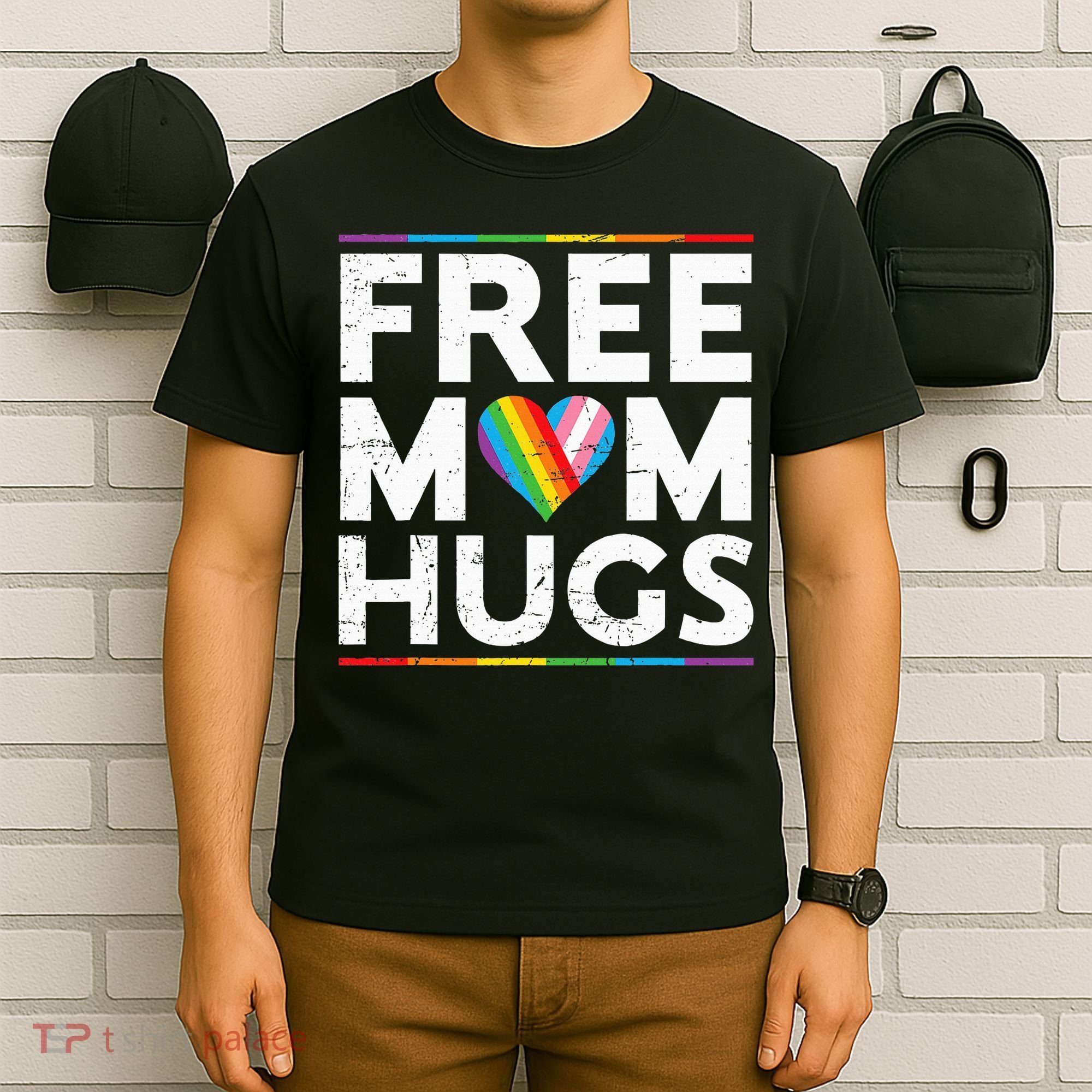 Free Mom Hugs Lgbt Pride Parades Rainbow T-Shirt