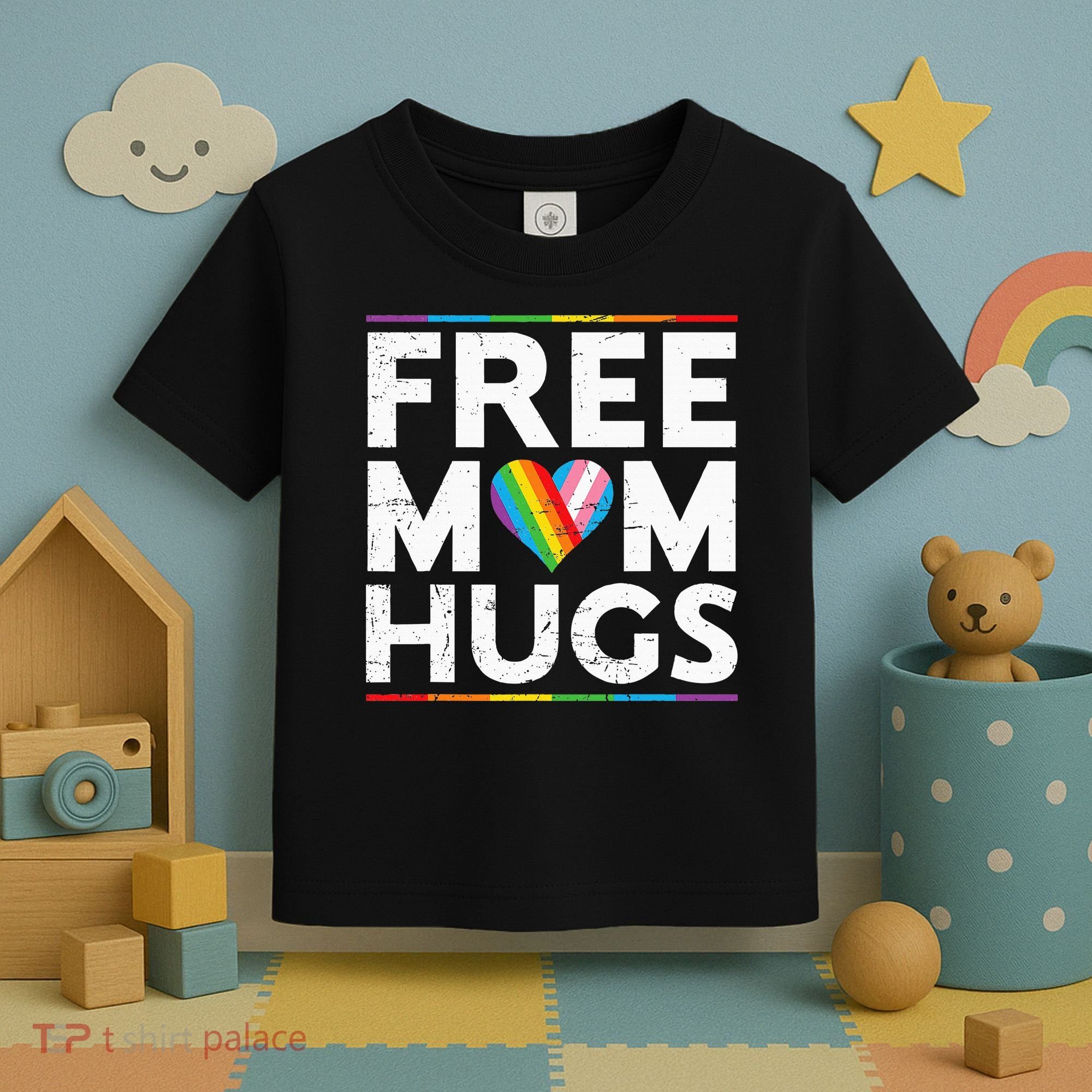 Free Mom Hugs Lgbt Pride Parades Rainbow Toddler T-Shirt