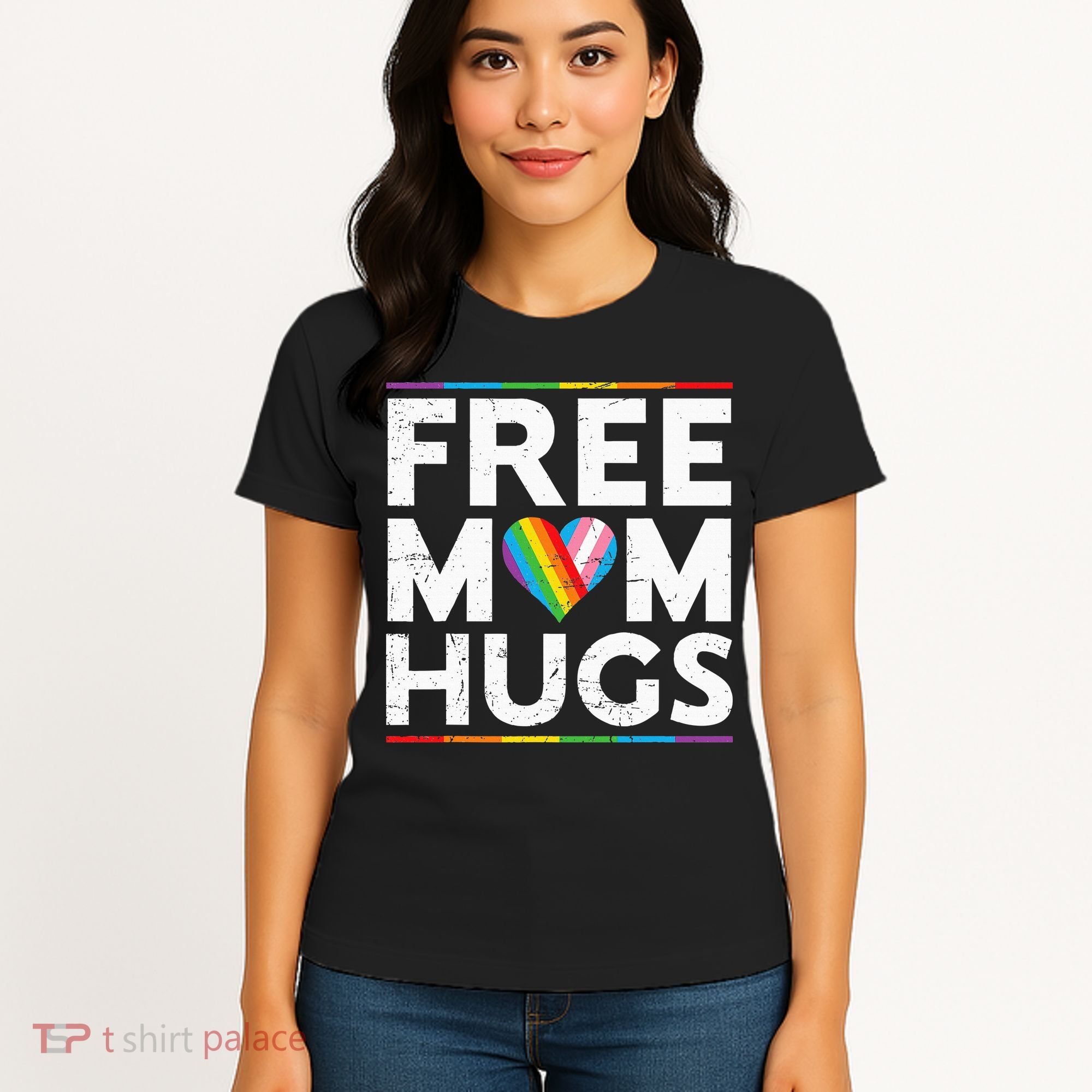 Free Mom Hugs Lgbt Pride Parades Rainbow Women's T-Shirt
