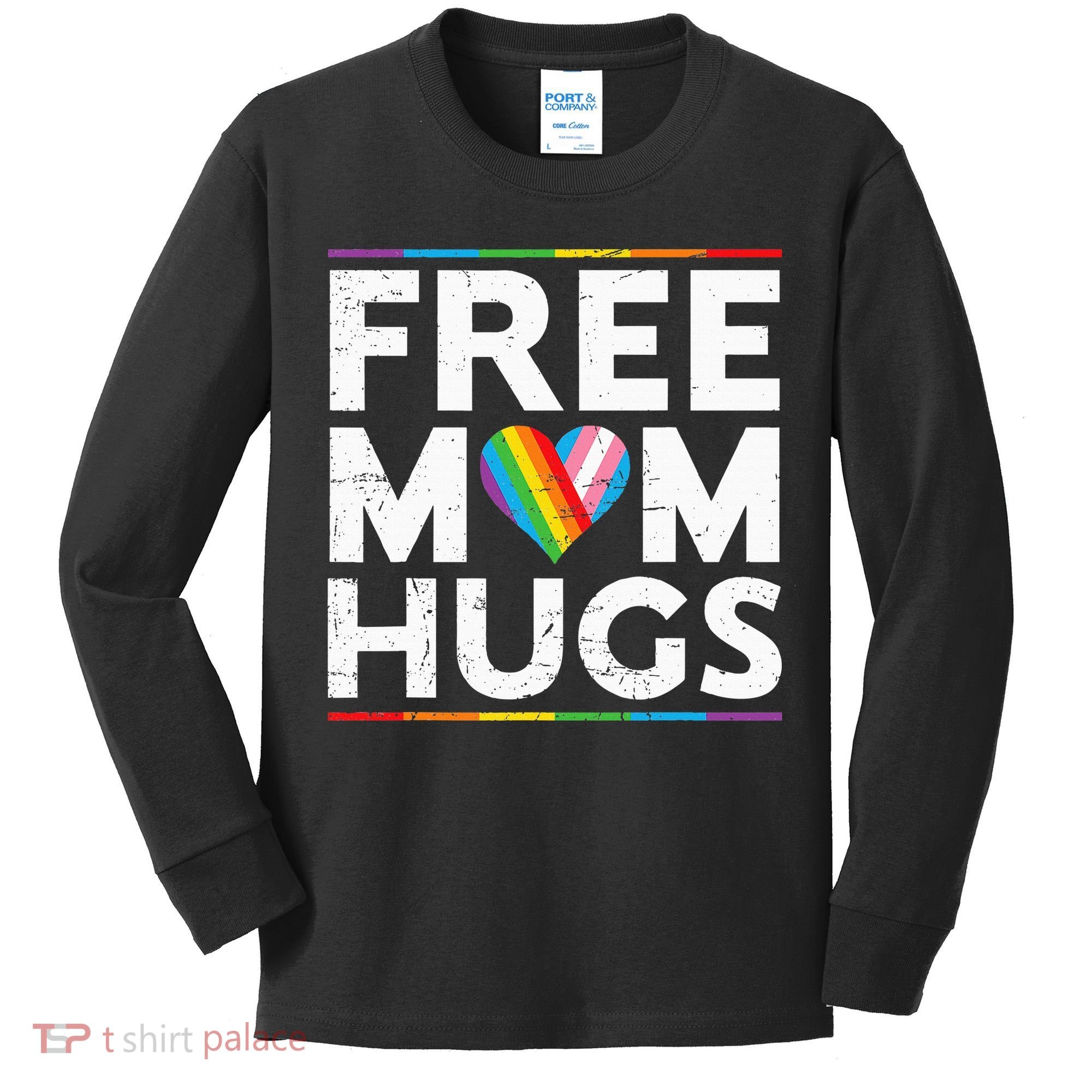 Free Mom Hugs Lgbt Pride Parades Rainbow Kids Long Sleeve Shirt