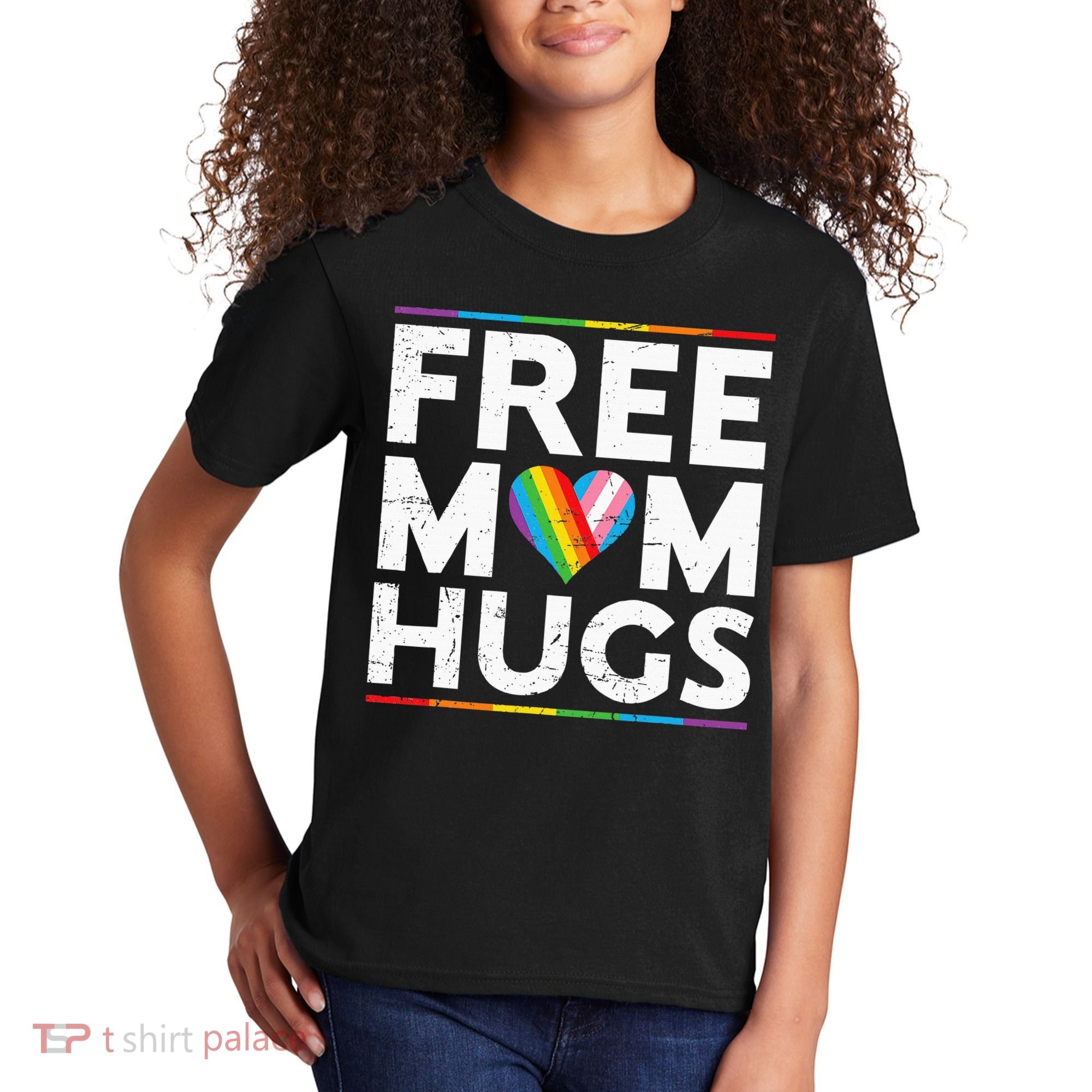 Free Mom Hugs Lgbt Pride Parades Rainbow Kids T-Shirt