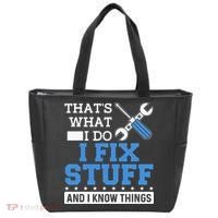 Funny Mechanic I Fix Stuff and I Know Things Tote Bag thumb 0