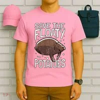 Funny Manatee I Save The Floaty Potatoes I Manatee T-Shirt thumb 6