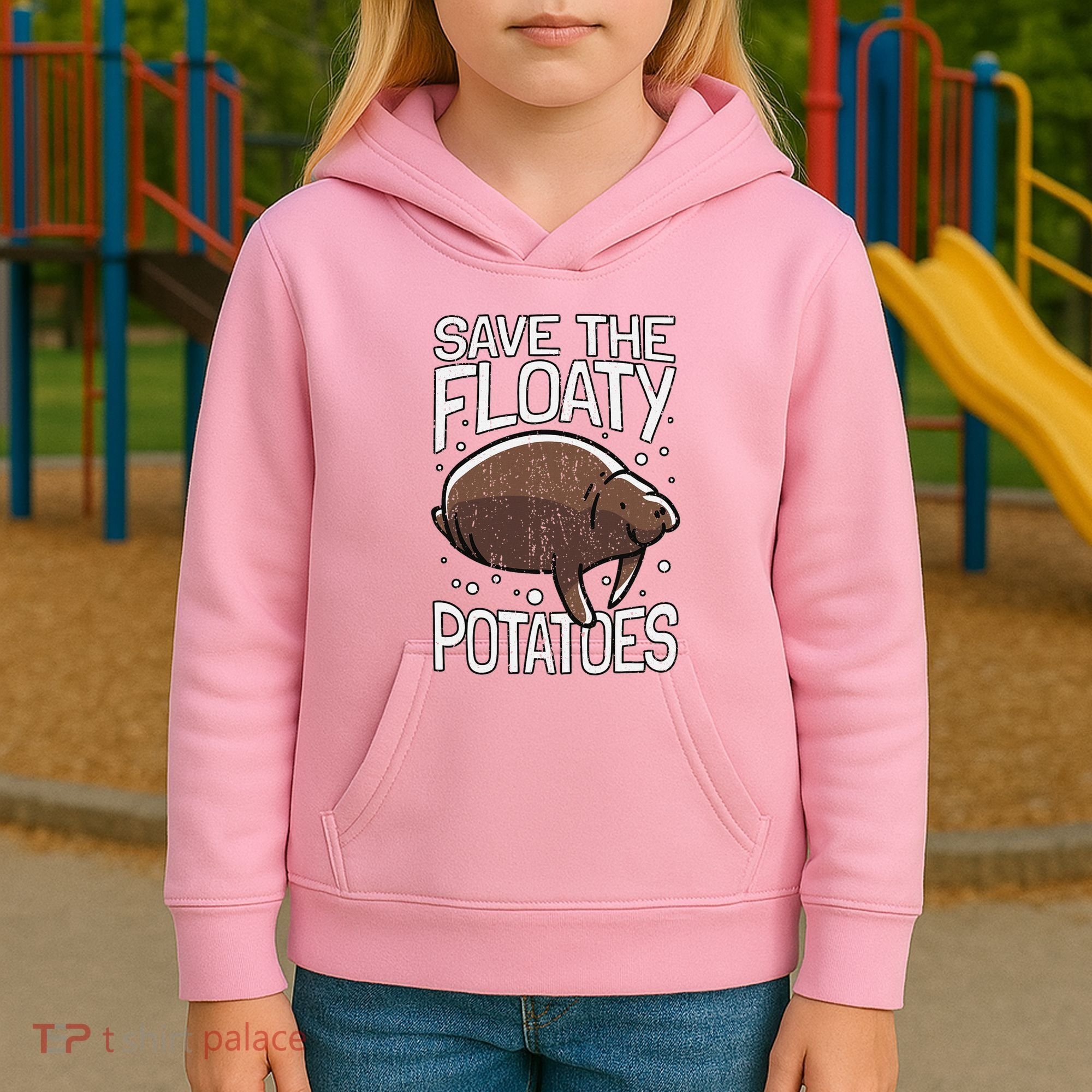 Funny Manatee I Save The Floaty Potatoes I Manatee Kids Hoodie