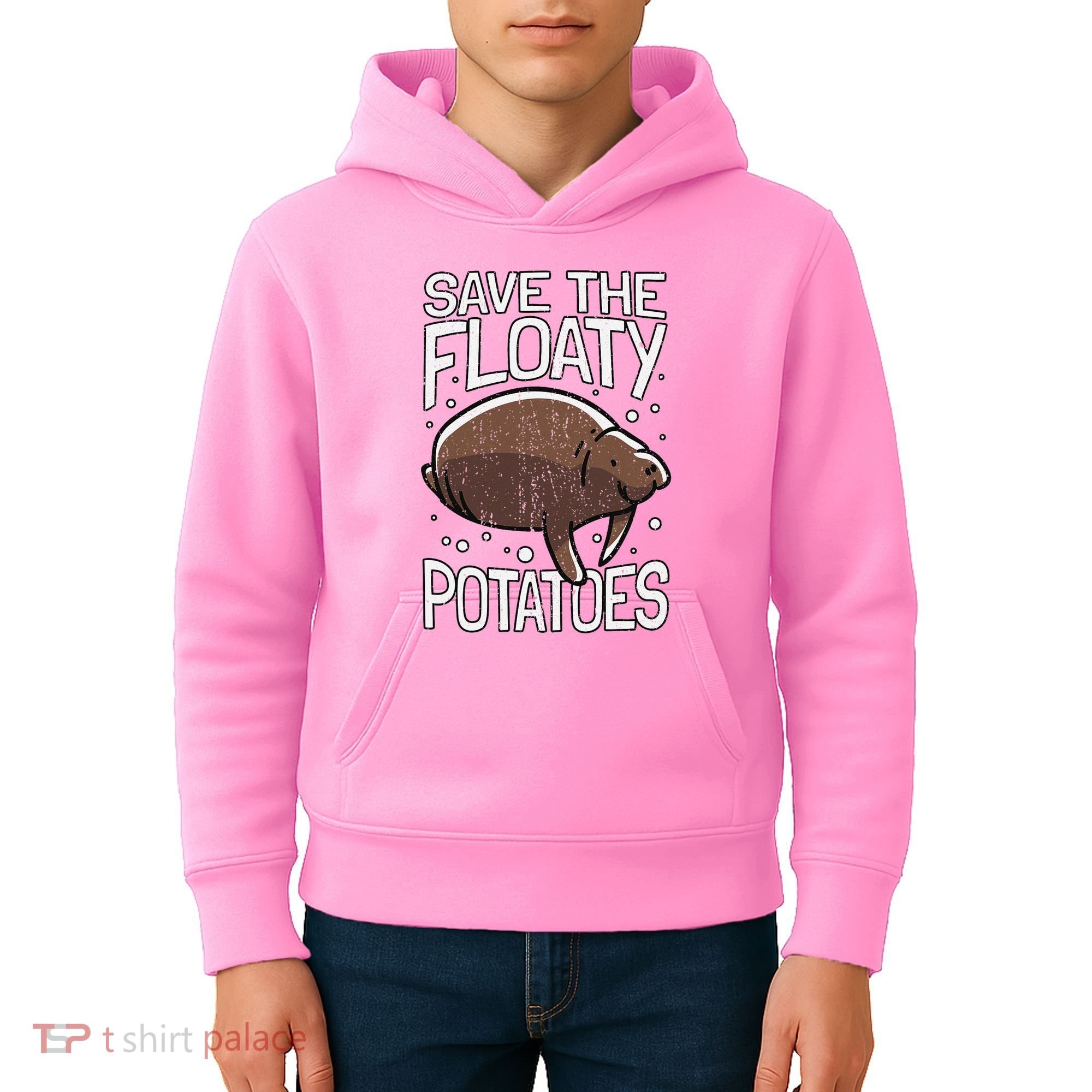 Funny Manatee I Save The Floaty Potatoes I Manatee Kids Hoodie