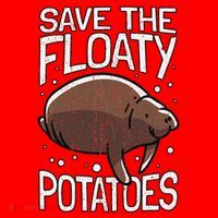 Funny Manatee I Save The Floaty Potatoes I Manatee Santa Hat thumb 1