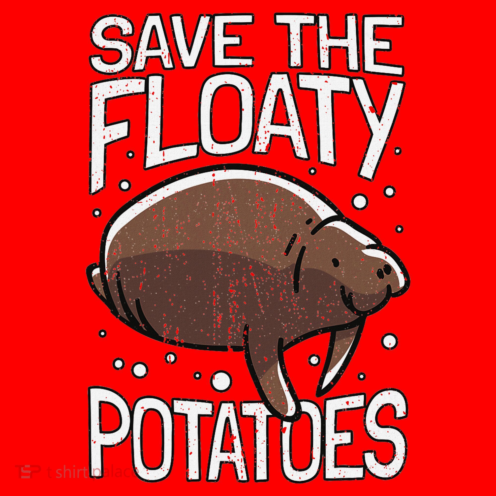 Funny Manatee I Save The Floaty Potatoes I Manatee Santa Hat