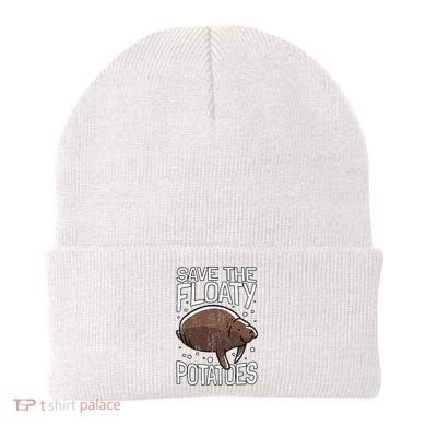 Funny Manatee I Save The Floaty Potatoes I Manatee Beanie