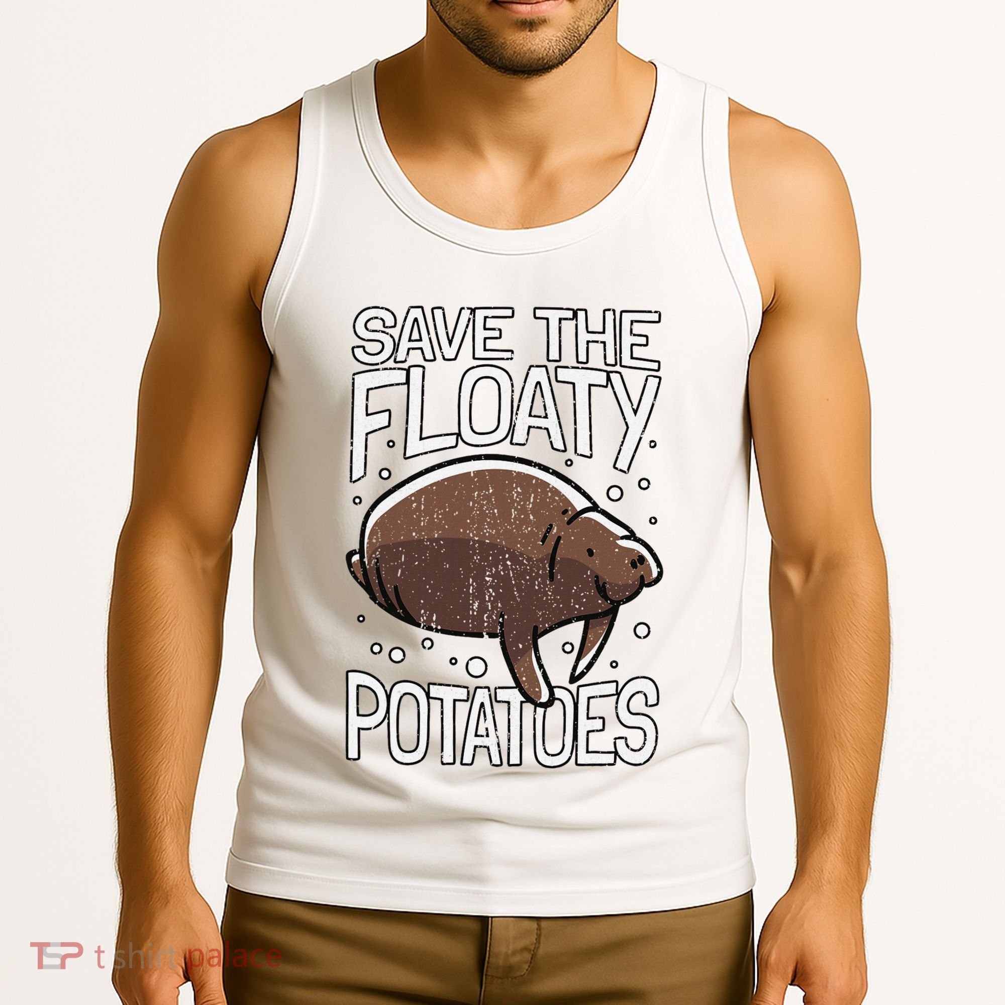 Funny Manatee I Save The Floaty Potatoes I Manatee Tank Top