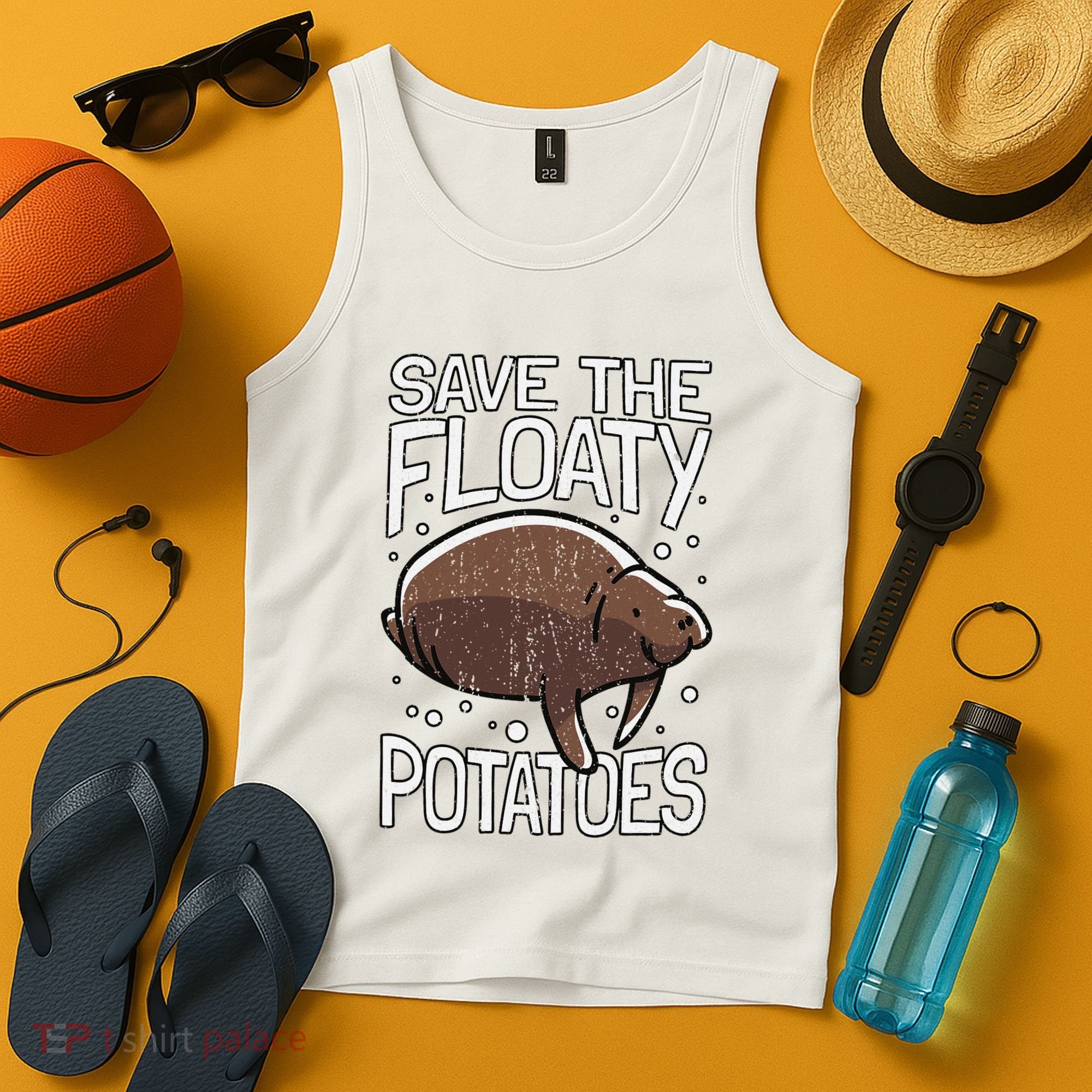 Funny Manatee I Save The Floaty Potatoes I Manatee Tank Top