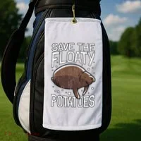 Funny Manatee I Save The Floaty Potatoes I Manatee Golf Towel thumb 2