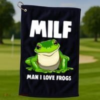 Funny Man I Love Frogs Tee Shirts Frog Love Golf Towel thumb 1