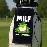 Funny Man I Love Frogs Tee Shirts Frog Love Golf Towel thumb 2
