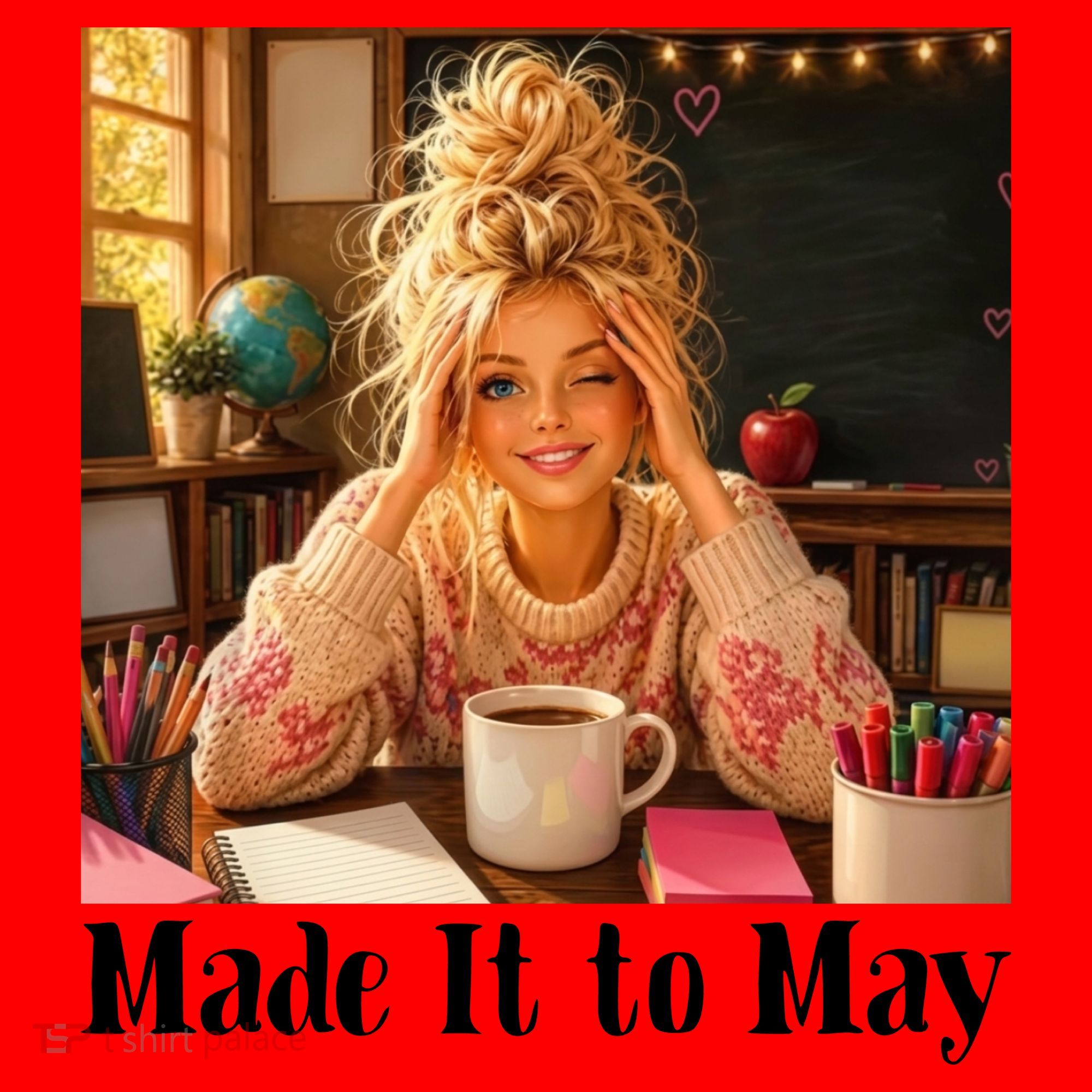 Funny Made It To May Teacher Last Day Of School Santa Hat