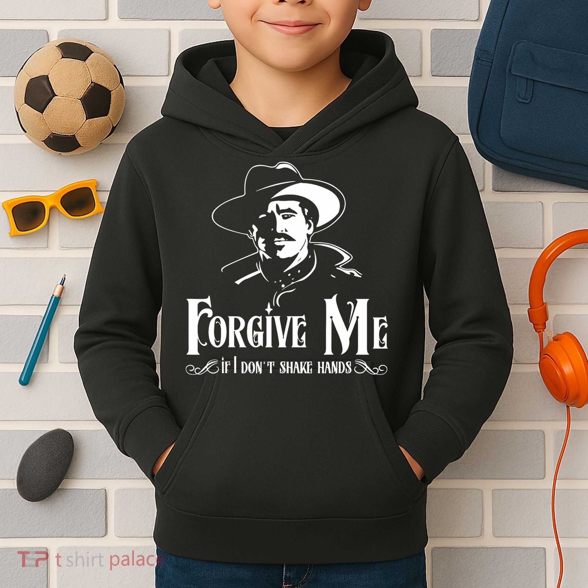 Forgive Me If I DonT Shake Hand Kids Hoodie