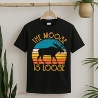 Funny Moose Is Loose Animal Apparel Cute Men Women Alaska T-Shirt thumb 2