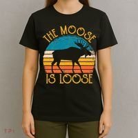 Funny Moose Is Loose Animal Apparel Cute Men Women Alaska T-Shirt thumb 4