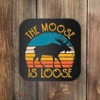 Funny Moose Is Loose Animal Apparel Cute Men Women Alaska Coaster thumb 0