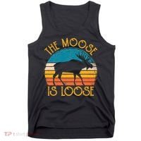Funny Moose Is Loose Animal Apparel Cute Men Women Alaska Tank Top thumb 0