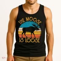 Funny Moose Is Loose Animal Apparel Cute Men Women Alaska Tank Top thumb 3