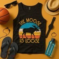 Funny Moose Is Loose Animal Apparel Cute Men Women Alaska Tank Top thumb 4