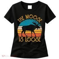 Funny Moose Is Loose Animal Apparel Cute Men Women Alaska Women's T-Shirt thumb 0