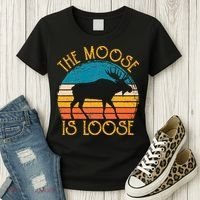 Funny Moose Is Loose Animal Apparel Cute Men Women Alaska Women's T-Shirt thumb 3