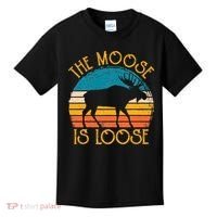 Funny Moose Is Loose Animal Apparel Cute Men Women Alaska Kids T-Shirt thumb 0