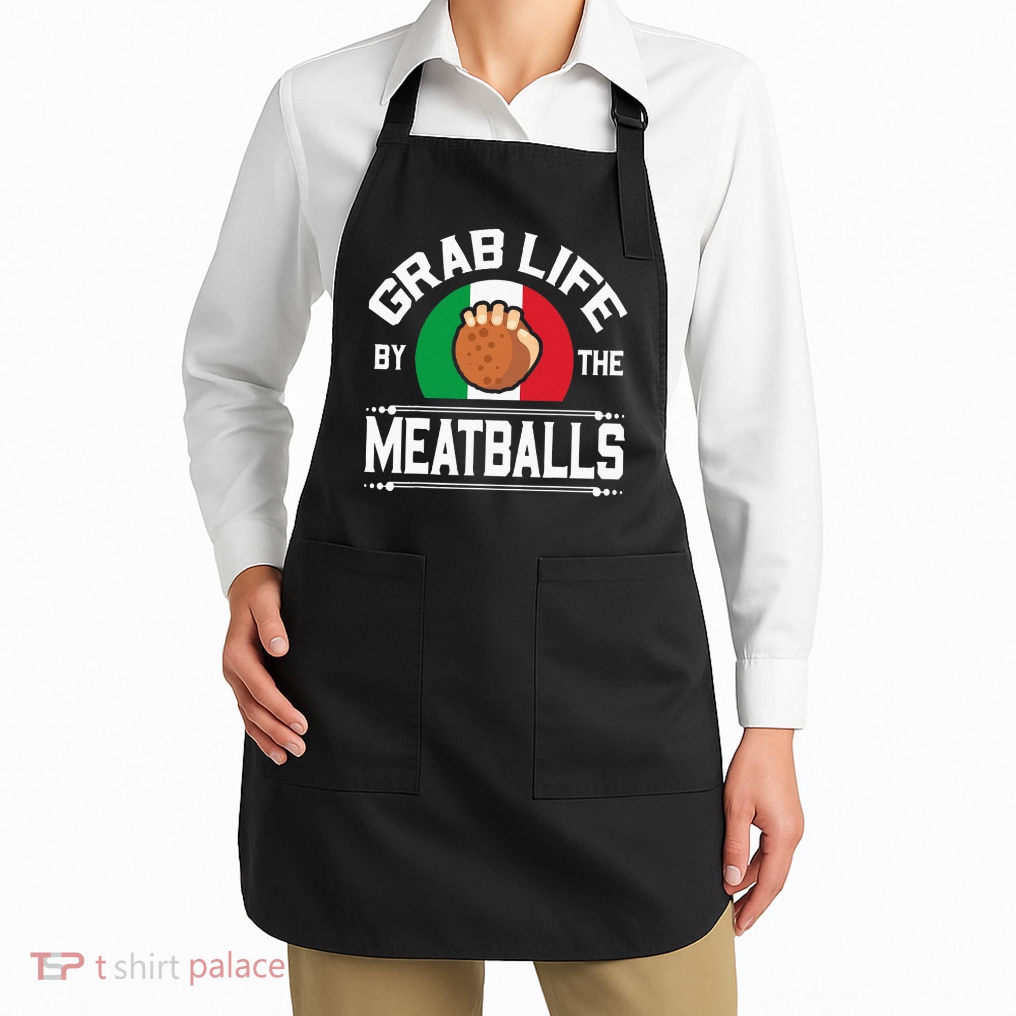 Funny Meatball Italian Food Italy Flag Apron
