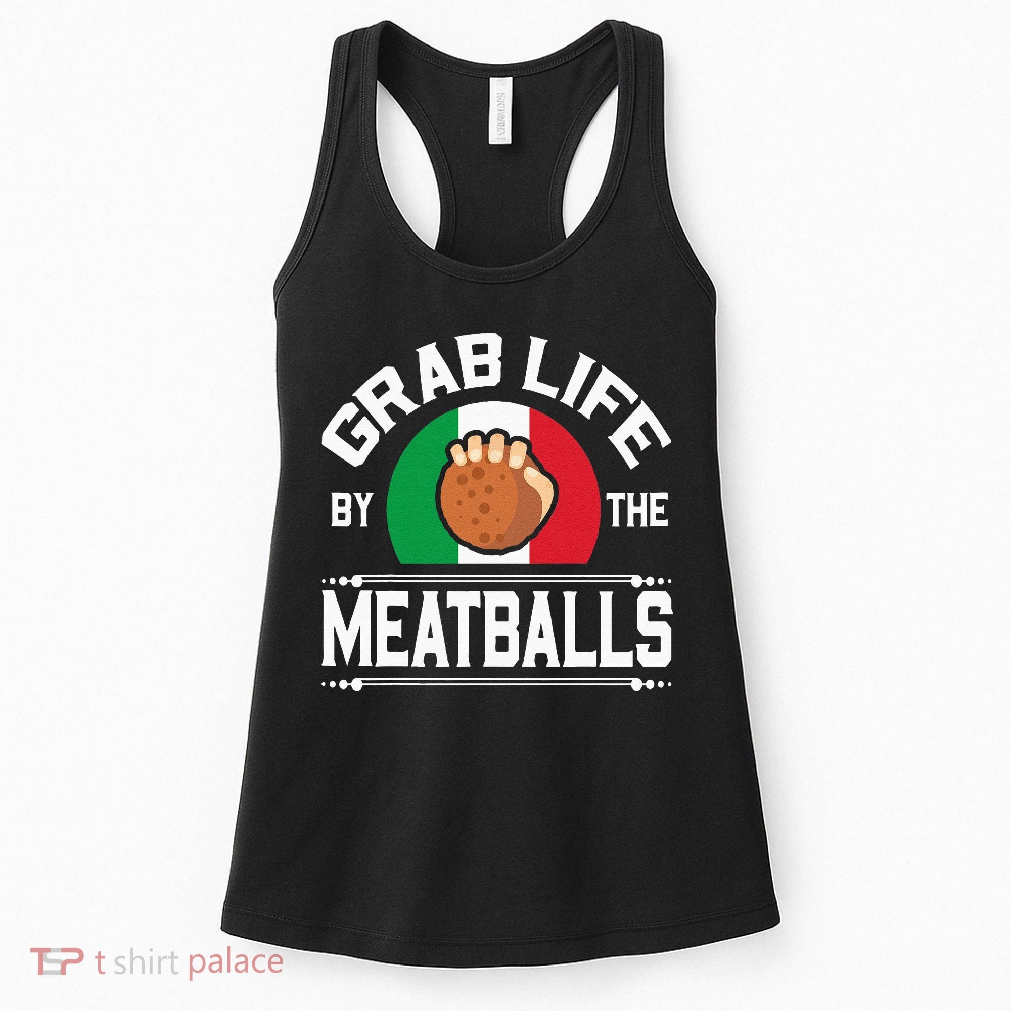 Funny Meatball Italian Food Italy Flag Women's Tank Top