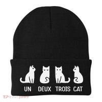 Funny Meow Kitty Un Deux Trois Cat Funny Black Cat Beanie thumb 0