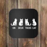 Funny Meow Kitty Un Deux Trois Cat Funny Black Cat Coaster thumb 0