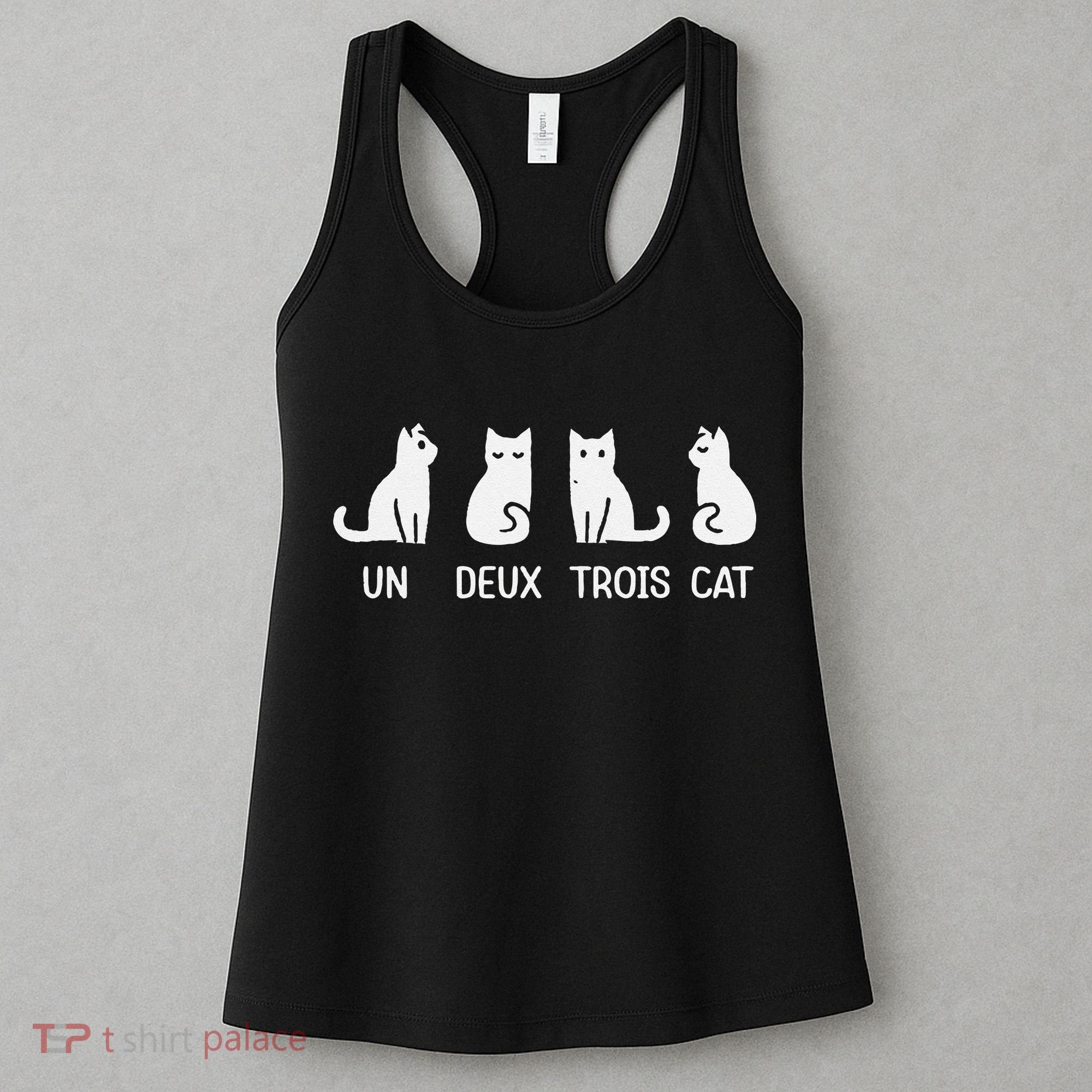 Funny Meow Kitty Un Deux Trois Cat Funny Black Cat Women's Tank Top
