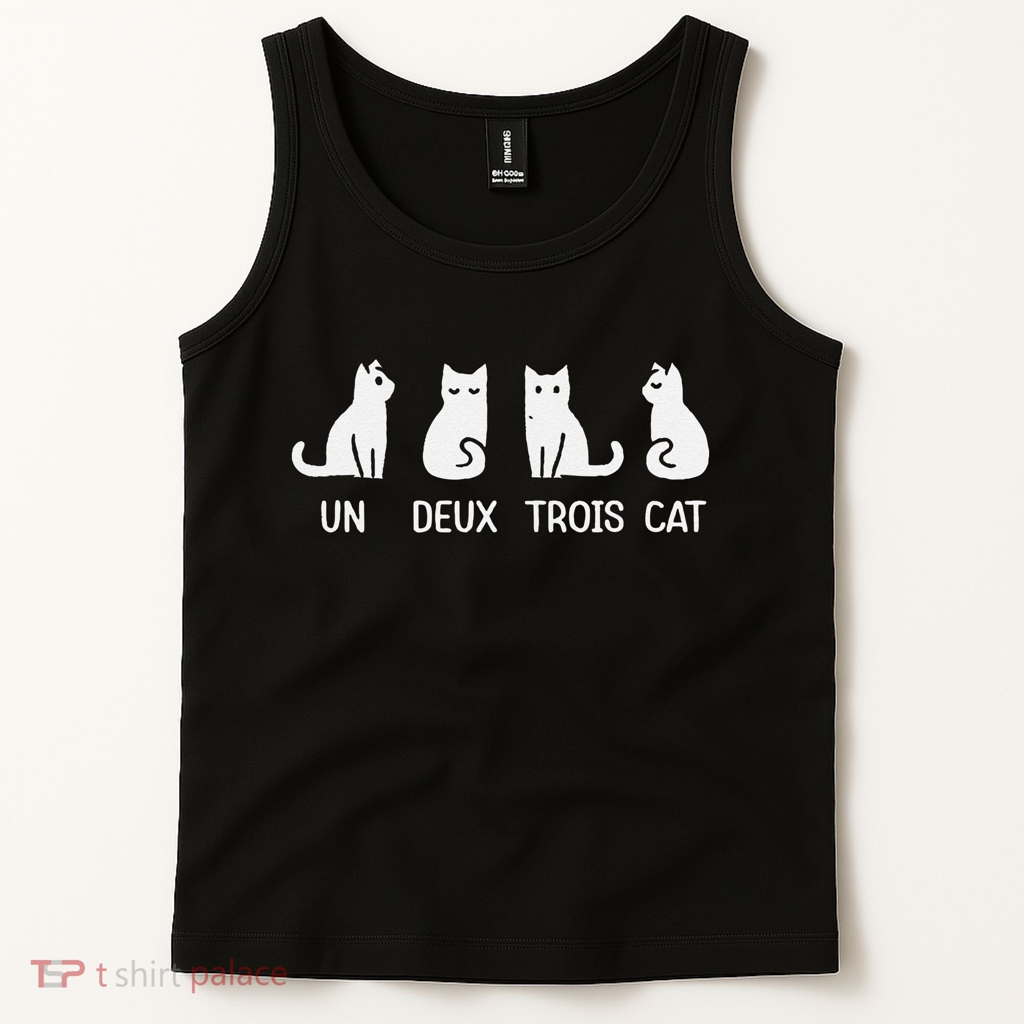 Funny Meow Kitty Un Deux Trois Cat Funny Black Cat Tank Top