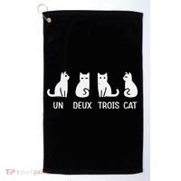Funny Meow Kitty Un Deux Trois Cat Funny Black Cat Golf Towel thumb 0